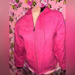 Dickies pink sanded duck hoodie tailored L NWT snow bunny bomber jacket coat